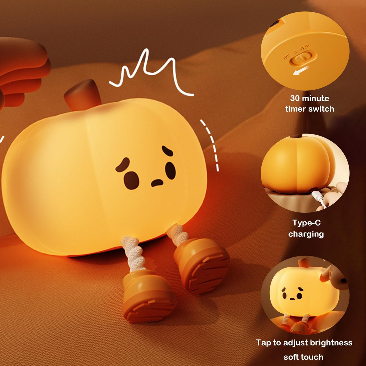🎃 Cute Pumpkin Silicone Lamp – Adorable Night Light | 50% OFF 🔥