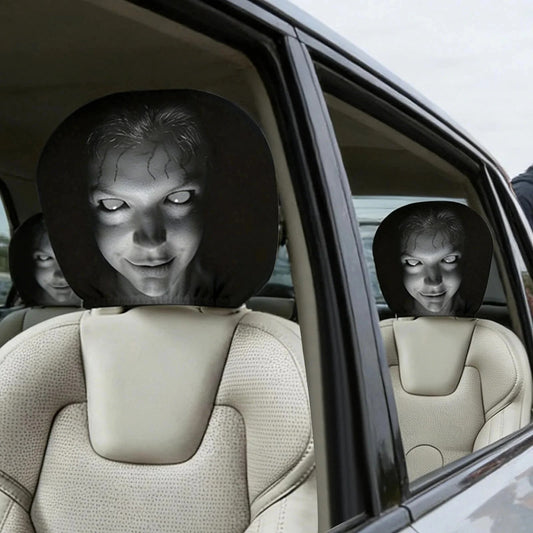 2Pc Horror Scary Print Car Headrest Cover