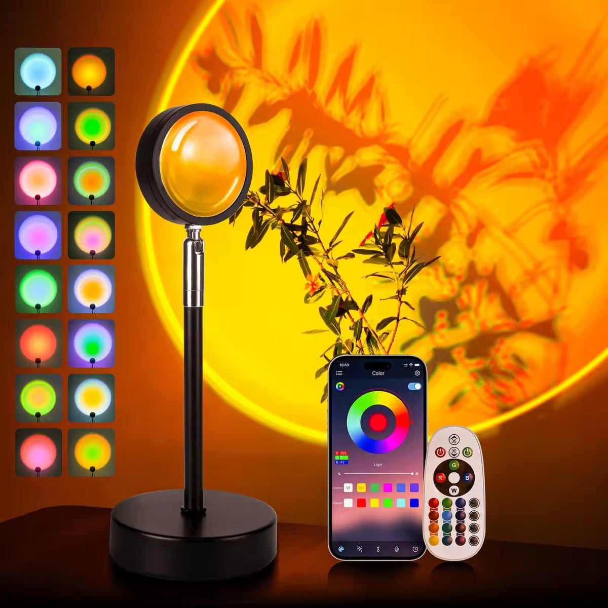 Sunset Projection Lamp – 16 Colors & 4 Gradient Modes