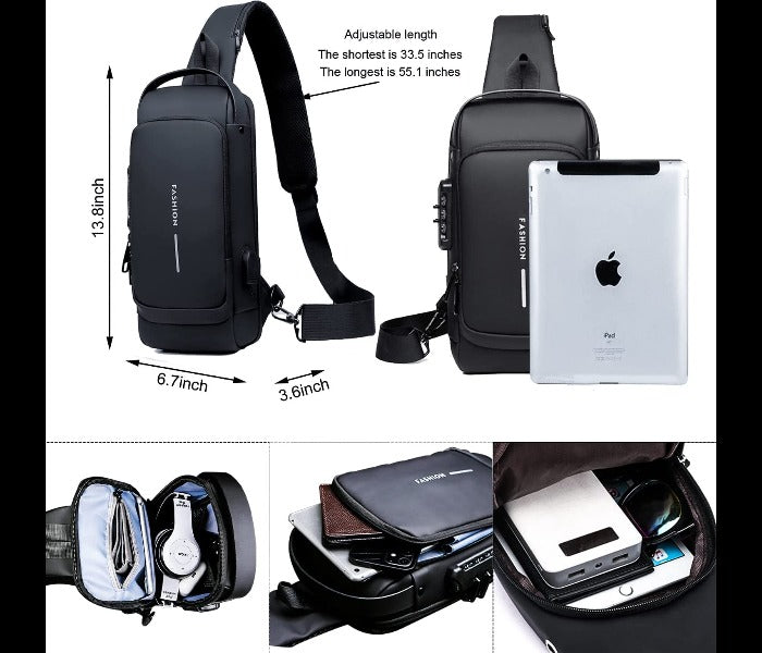 🔥 Anti-Theft USB Charging Chest Bag – Stylish, Secure & Travel-Friendly