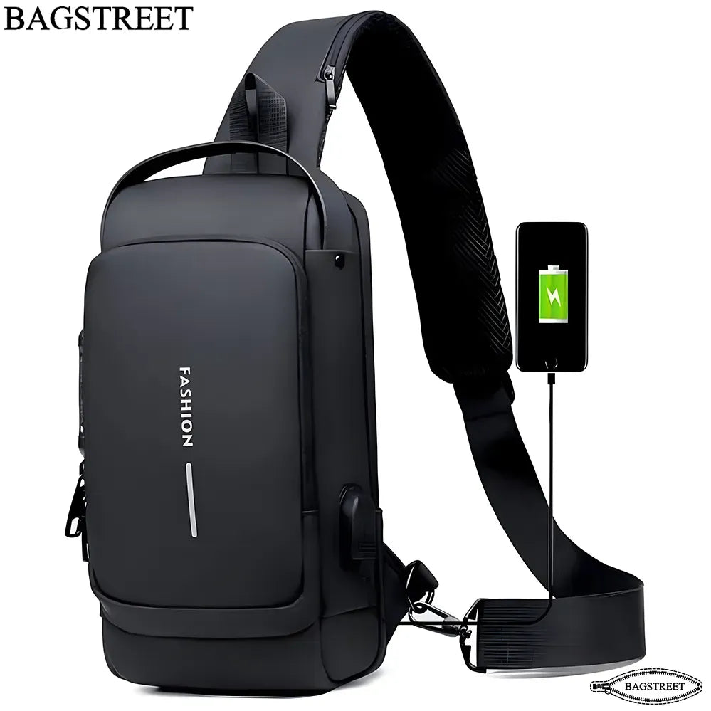 🔥 Anti-Theft USB Charging Chest Bag – Stylish, Secure & Travel-Friendly