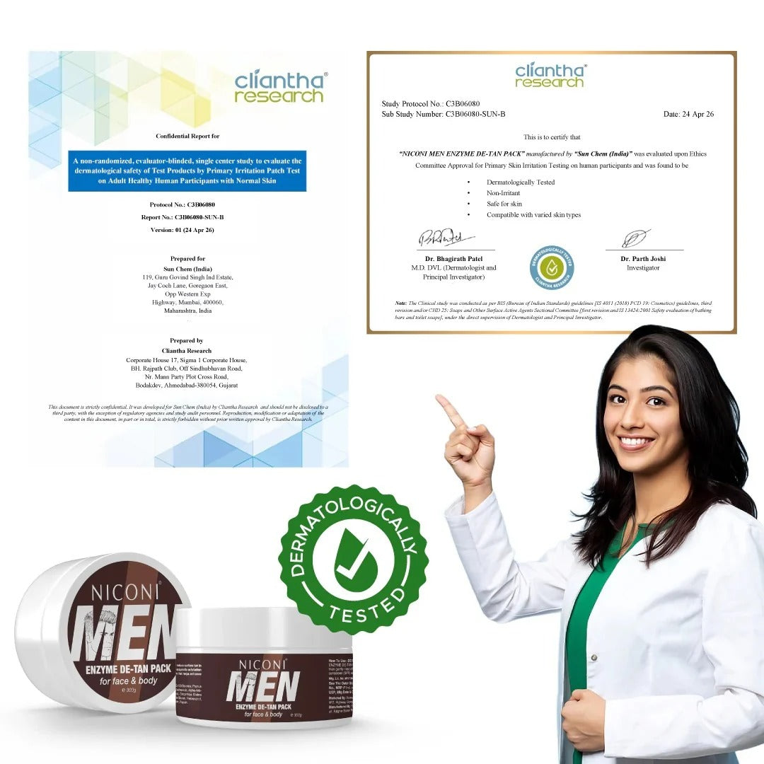 ✨ Niconi Men Enzyme De-Tan Pack – Face & Body Skin Care.